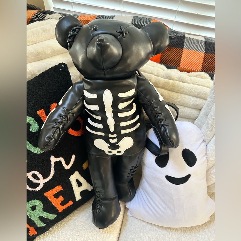 Goth Skeleton Teddy Bear Backpack - image 3
